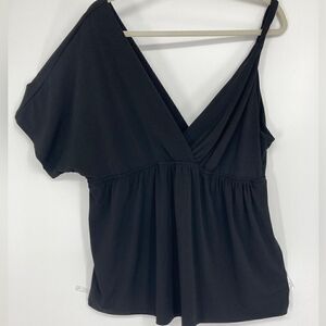 Torrid Black One Sleeve V Neck Blouse Plus Size 2 Like New